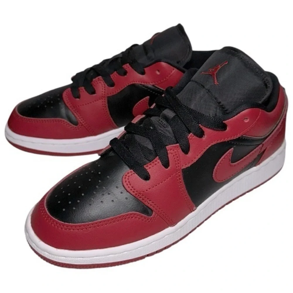 Nike Uni-Sex Kids 6Y Gym Red Black White Air Jordan 1 Low GS Sneakers 553560-606